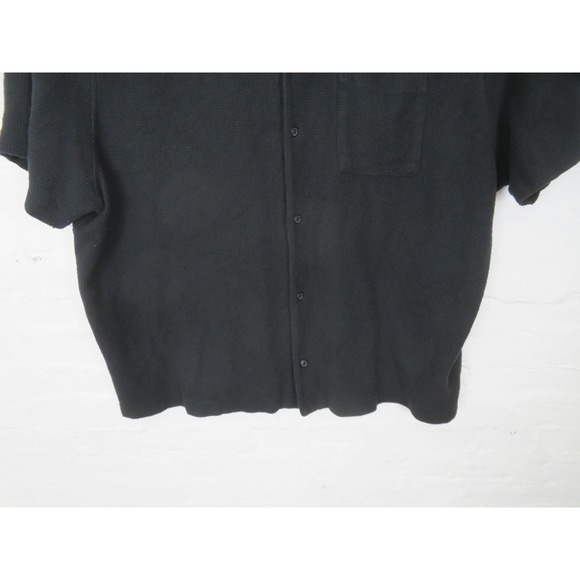 Gap Shirt Mens 3XL Black Textured Modal Camp Collar Short Sleeve Button Up Knit - Picture 3 of 9